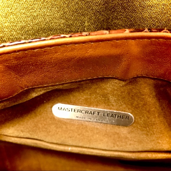 VINTAGE 1970s MASTERCRAFT LEATHER SNAKESKIN BAG ❤️ - Picture 5 of 9